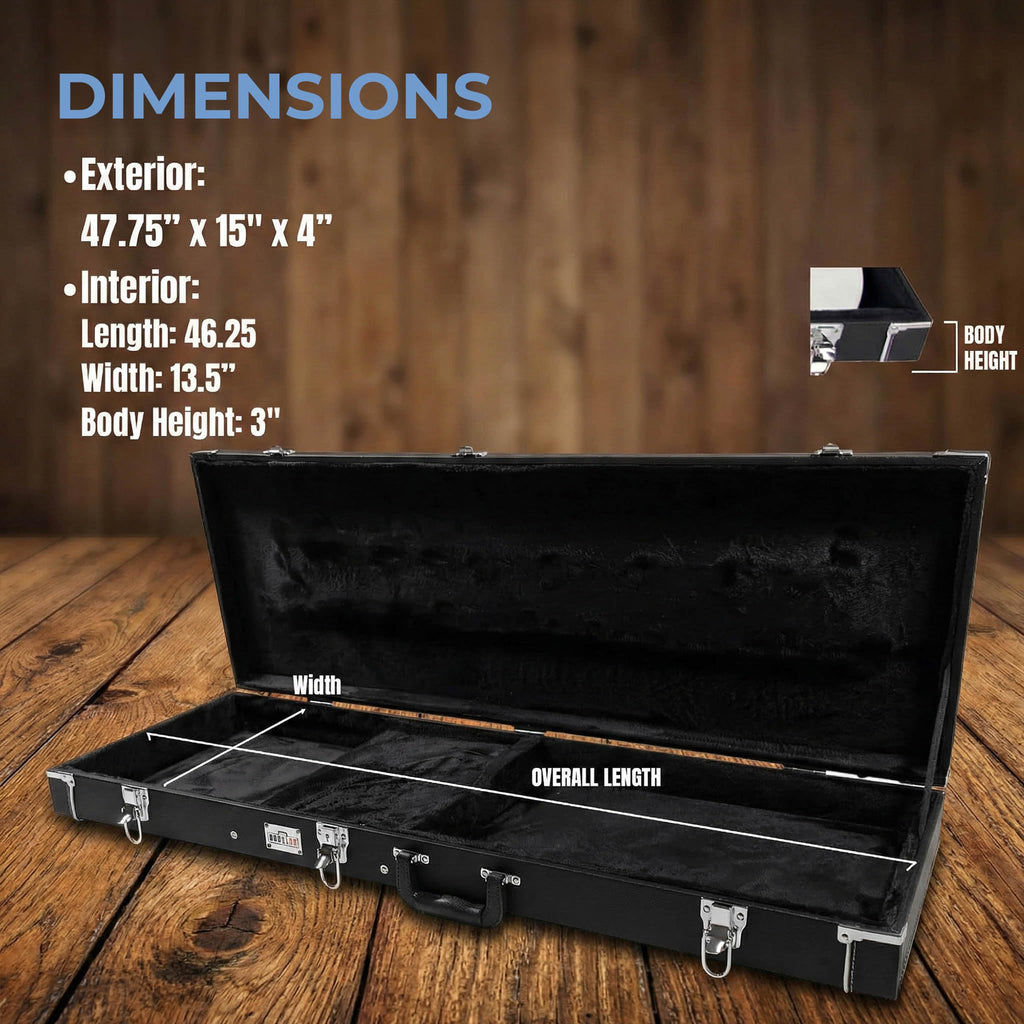 Black Bass Guitar Hard Case with Lock and Key G292791