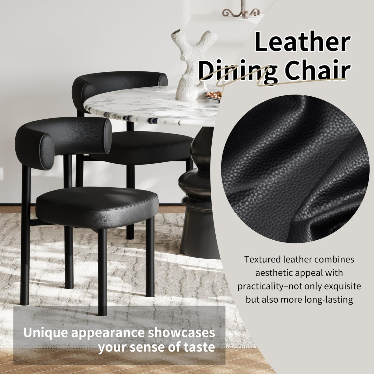 Black Faux Leather Dining Chairs Set of 4 P837895