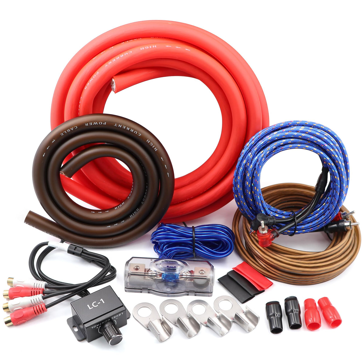 0 Gauge Car Audio Amp Wiring Kit 3000W with Bass Knob T623