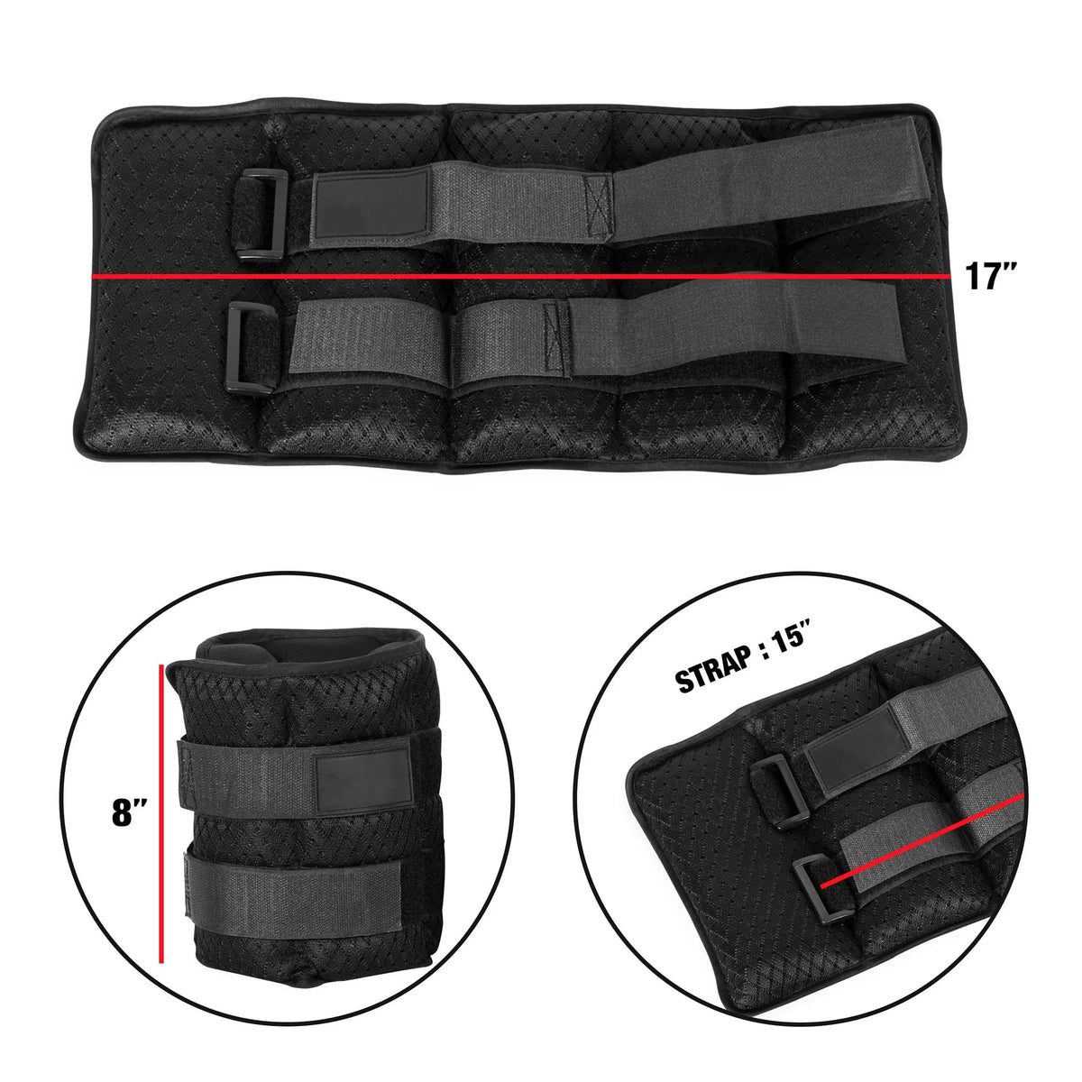 Adjustable Ankle and Wrist Weights, 10 lbs Each, 1 Pair Z2815