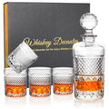 27oz Crystal Whiskey Decanter Set with 4 Glasses V7677