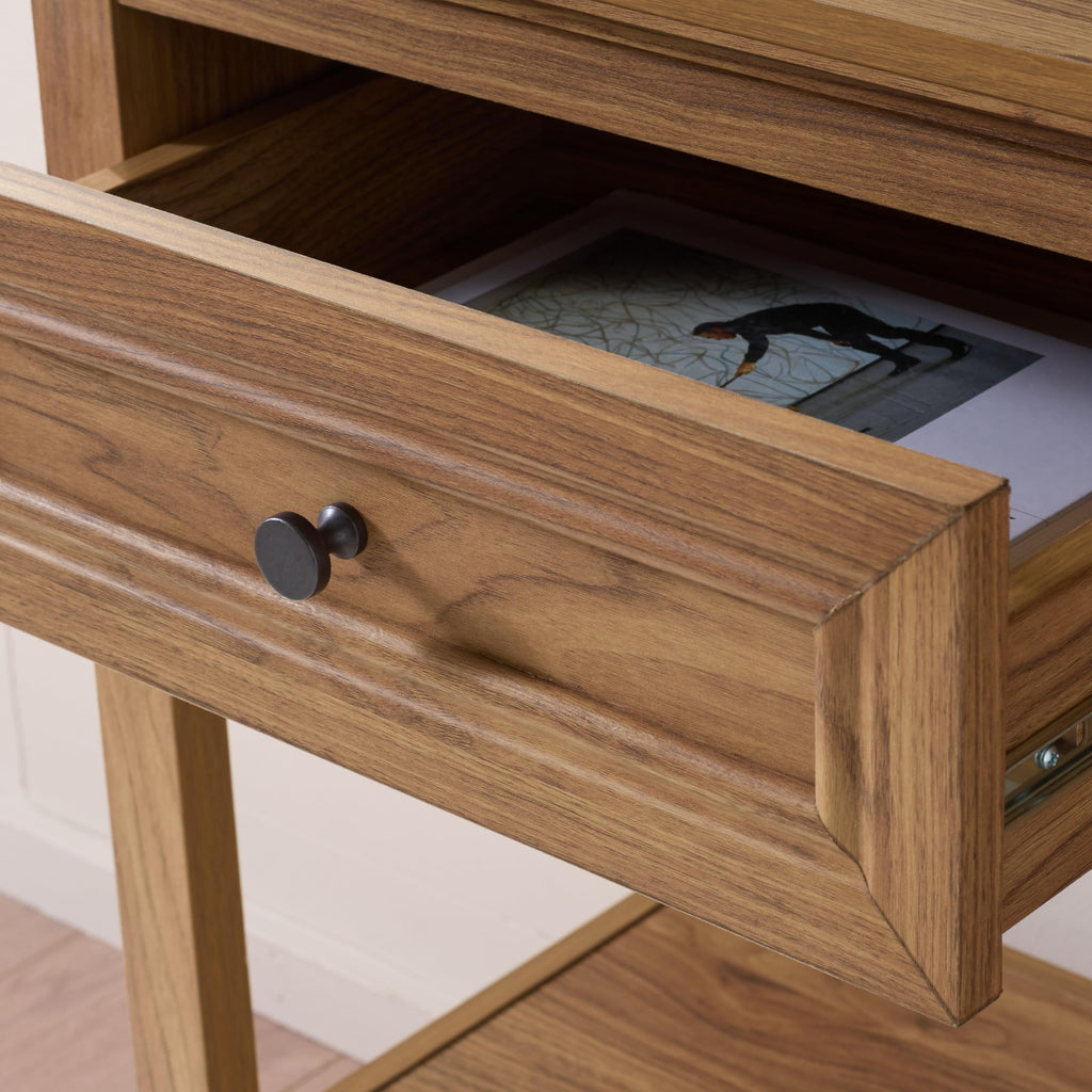 Oak 2-Drawer Console Table with Shelf Storage L59528