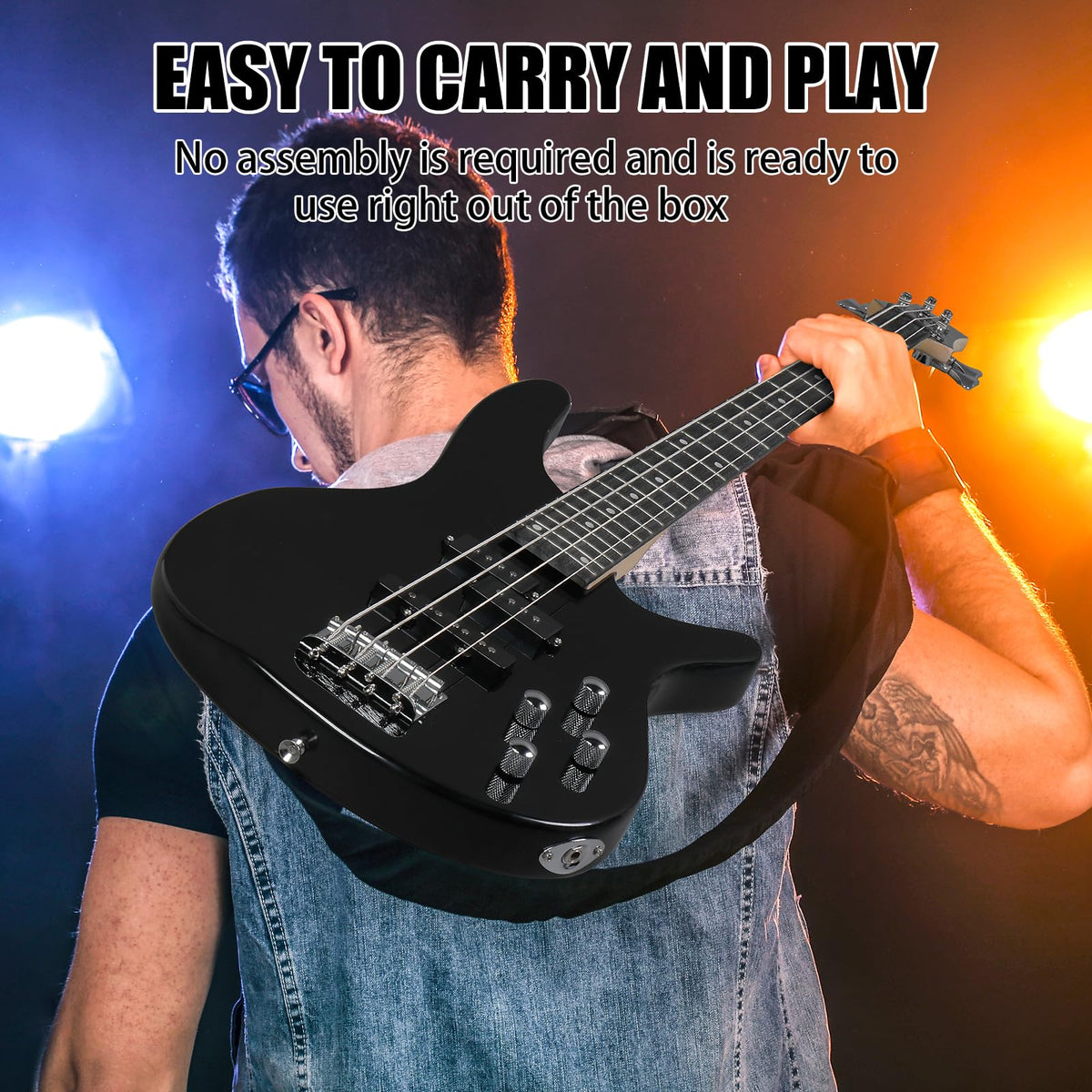 Electric Bass Guitar 4 String Kit Black W77050
