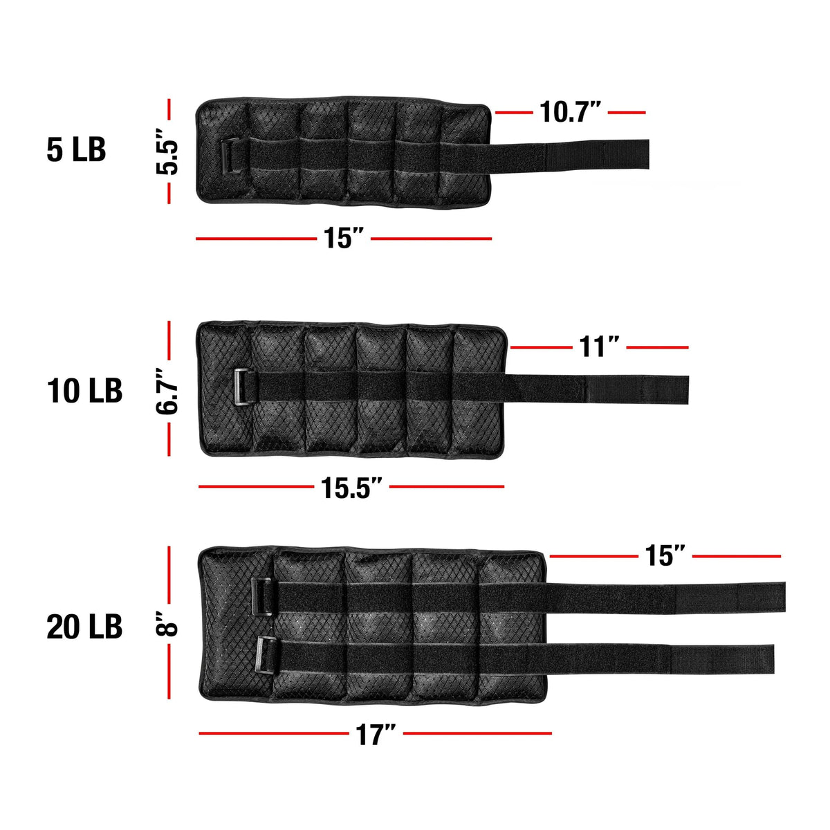 Adjustable Ankle and Wrist Weights, 10 lbs Each, 1 Pair Z2815