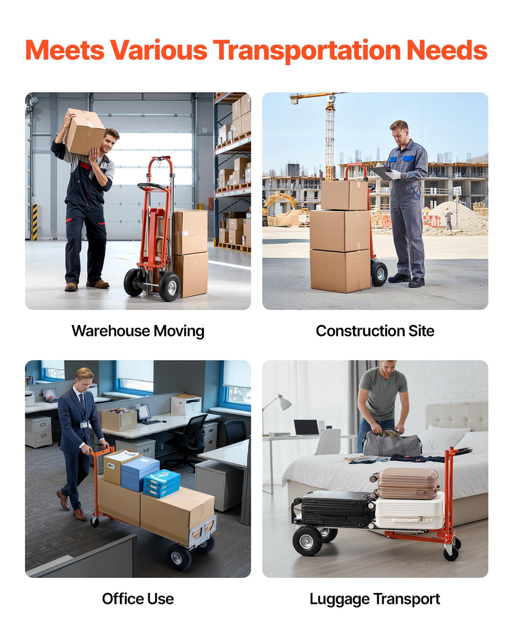 4 in 1 Hand Truck Dolly 1000 lbs Load Capacity W256