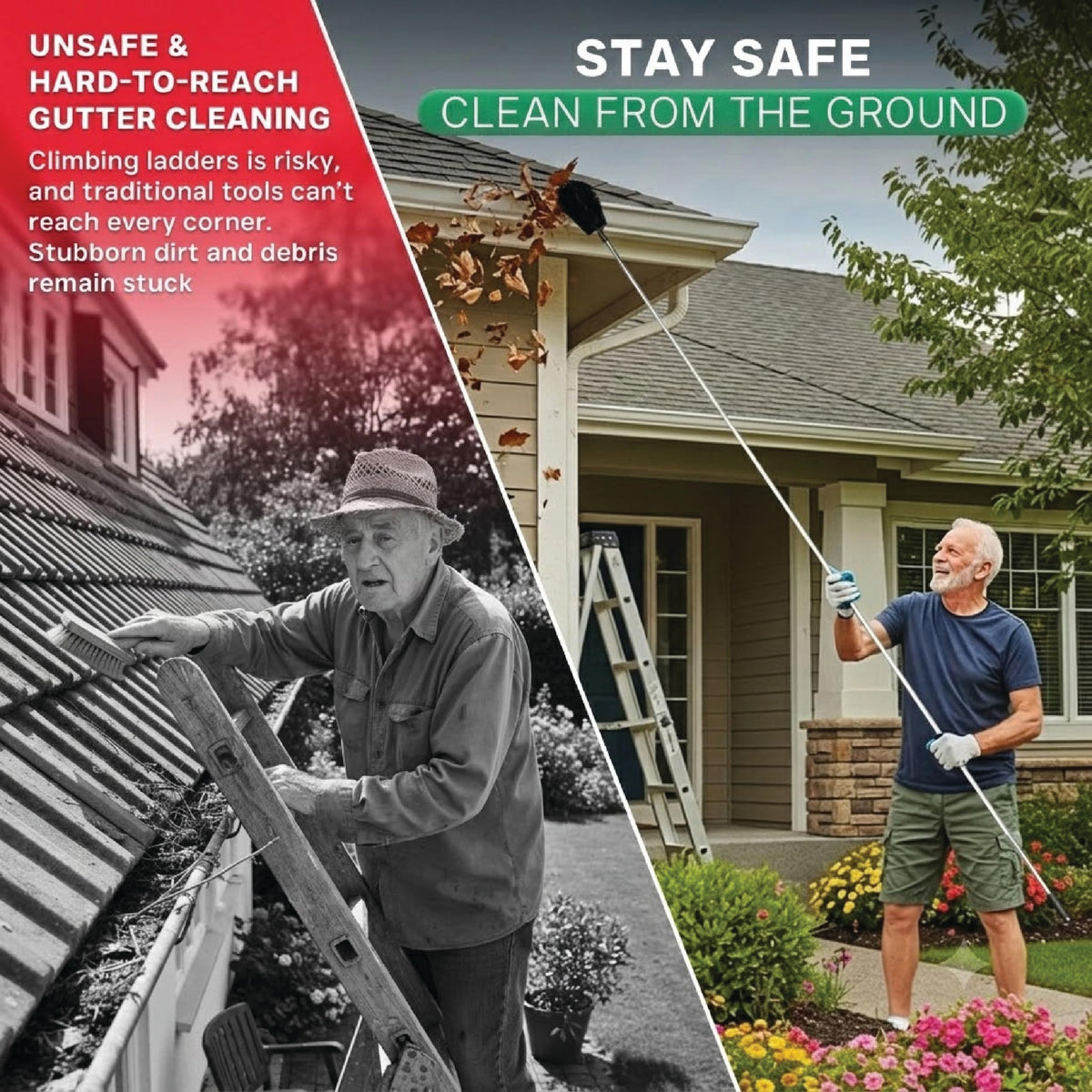 10.5 ft Adjustable Gutter Cleaning Tools with Pole N2150