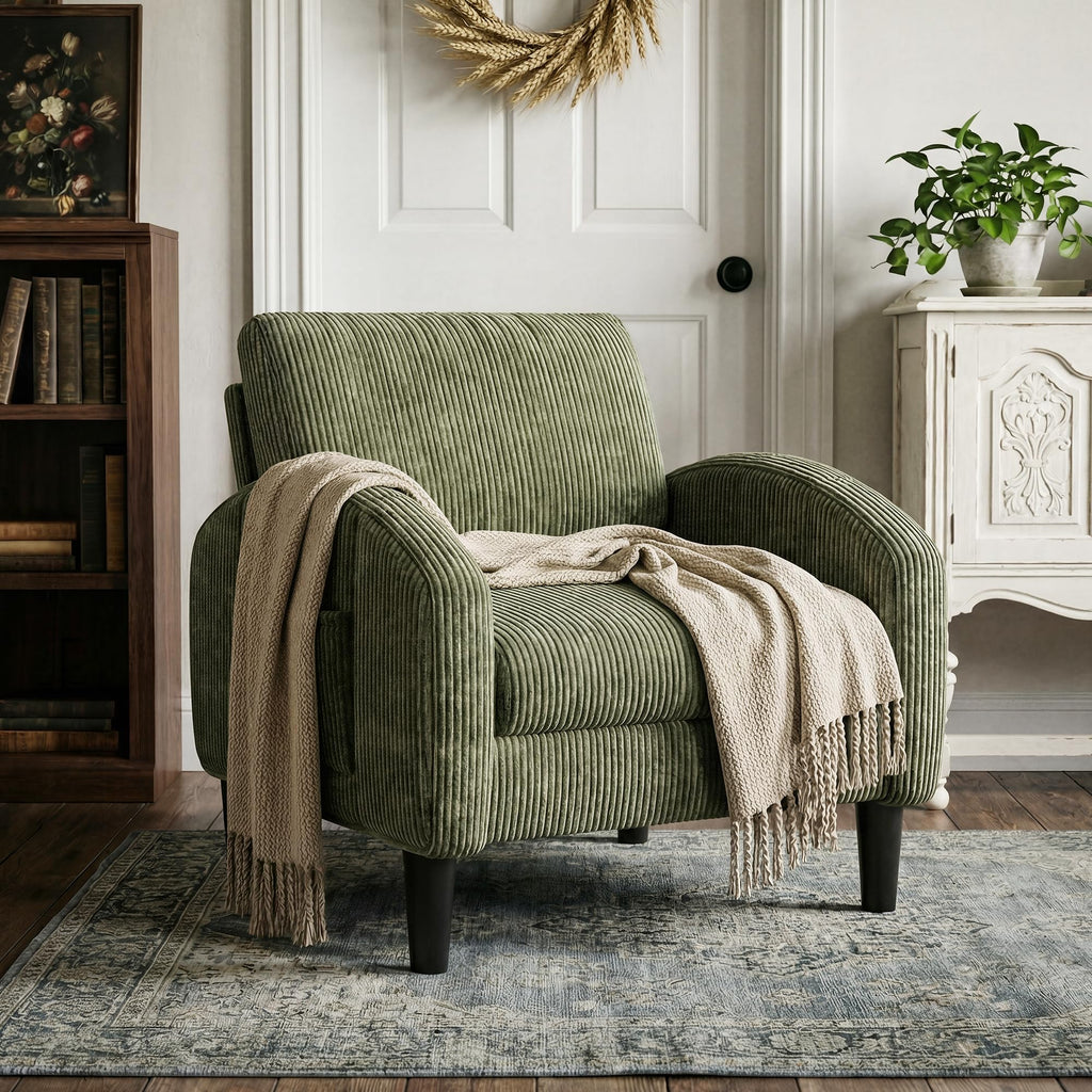 Green Accent Chair with Side Pockets H65274