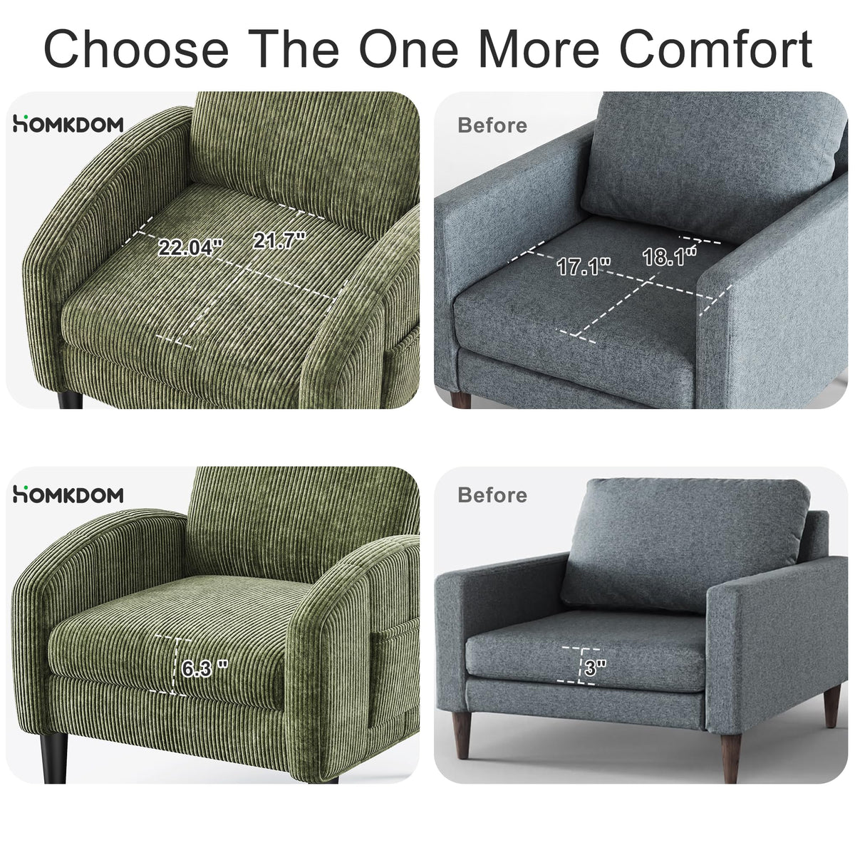 Green Accent Chair with Side Pockets H65274
