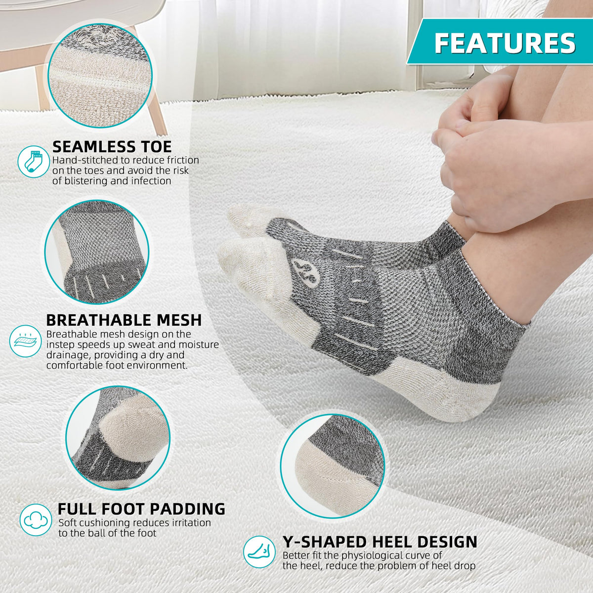 Diabetic Socks for Men, 10 Pairs Ankle & Low Cut Size 9-15 A65503