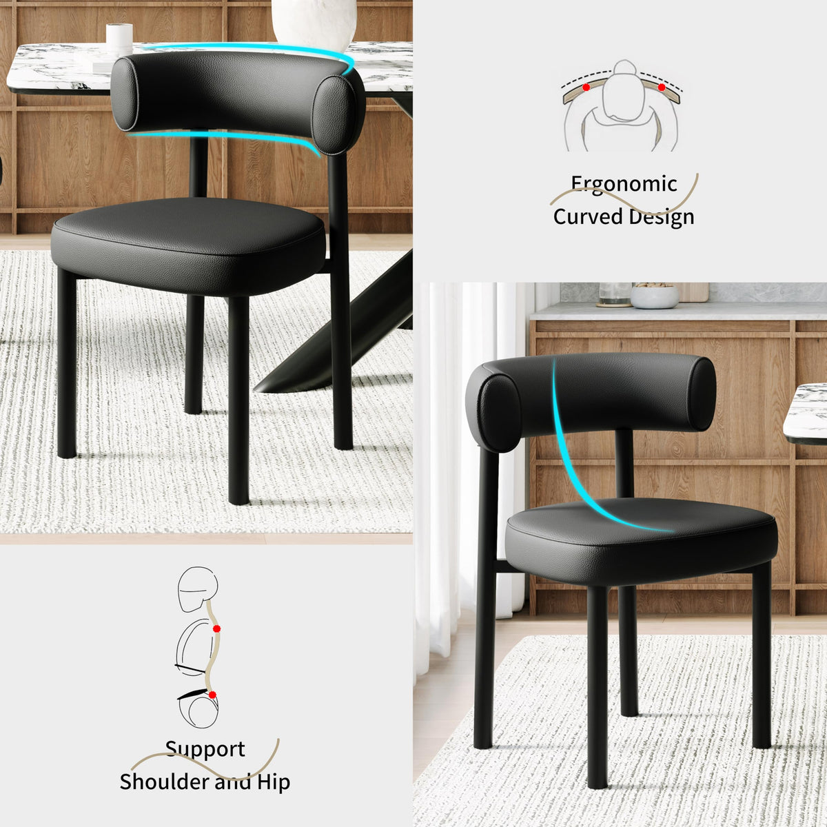 Black Faux Leather Dining Chairs Set of 4 P837895