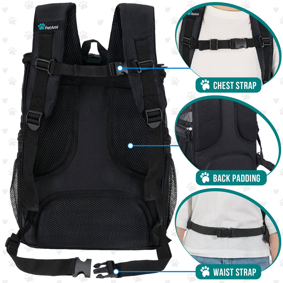 Dog Backpack Carrier, Airline Approved 4-Way Entry Cat Bag, Black B8902