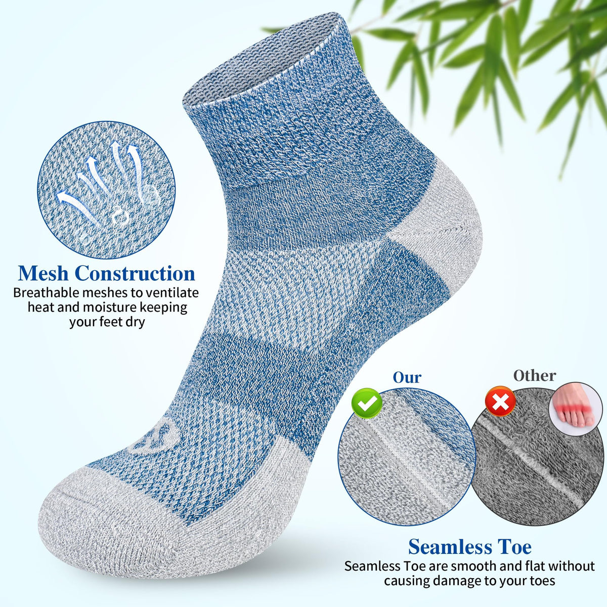 Diabetic Socks for Men, 10 Pairs Ankle & Low Cut Size 9-15 A65503