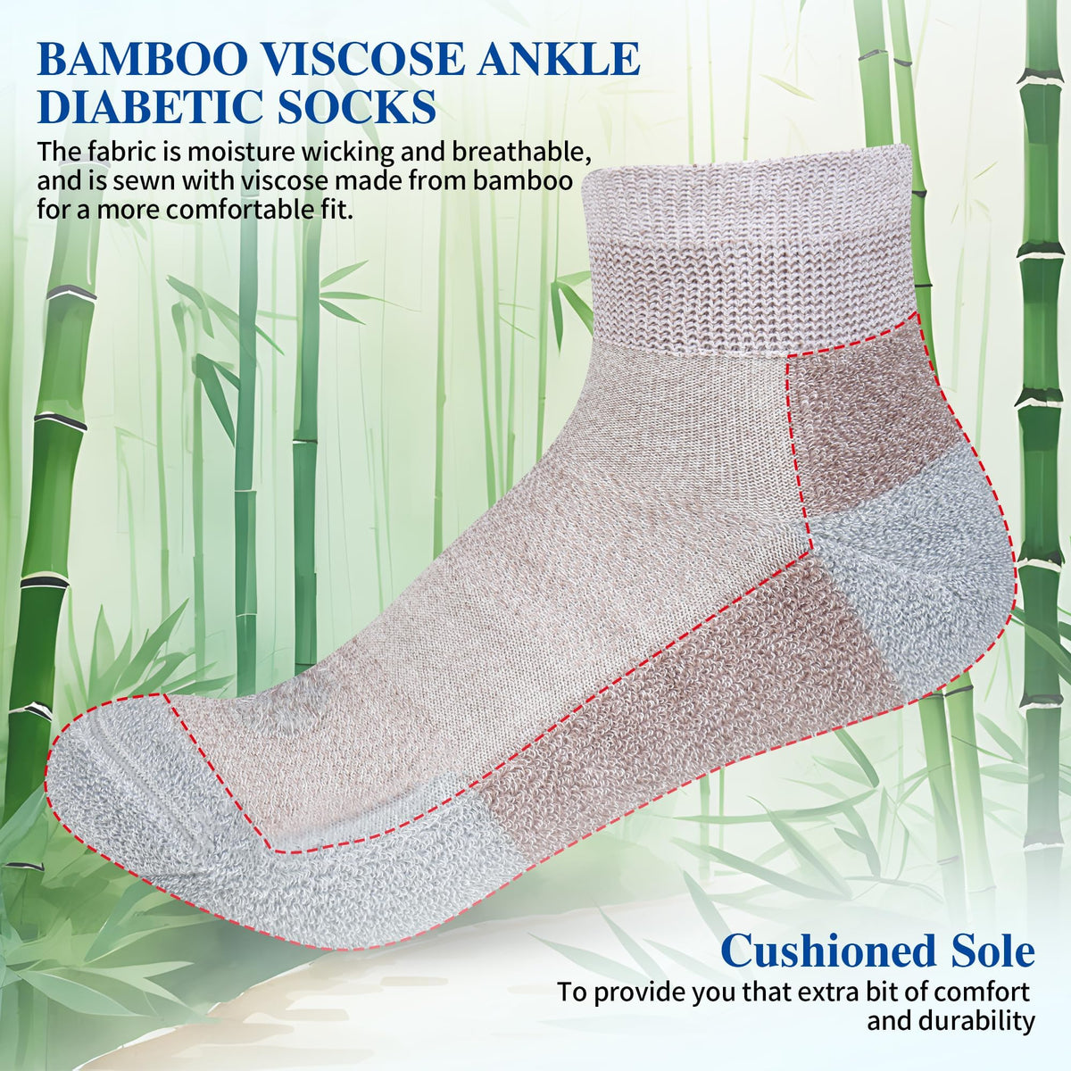 Diabetic Socks for Men, 10 Pairs Ankle & Low Cut Size 9-15 A65503