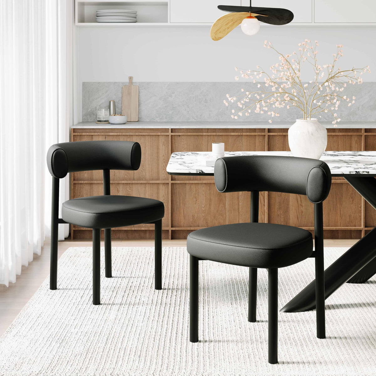 Black Faux Leather Dining Chairs Set of 4 P837895