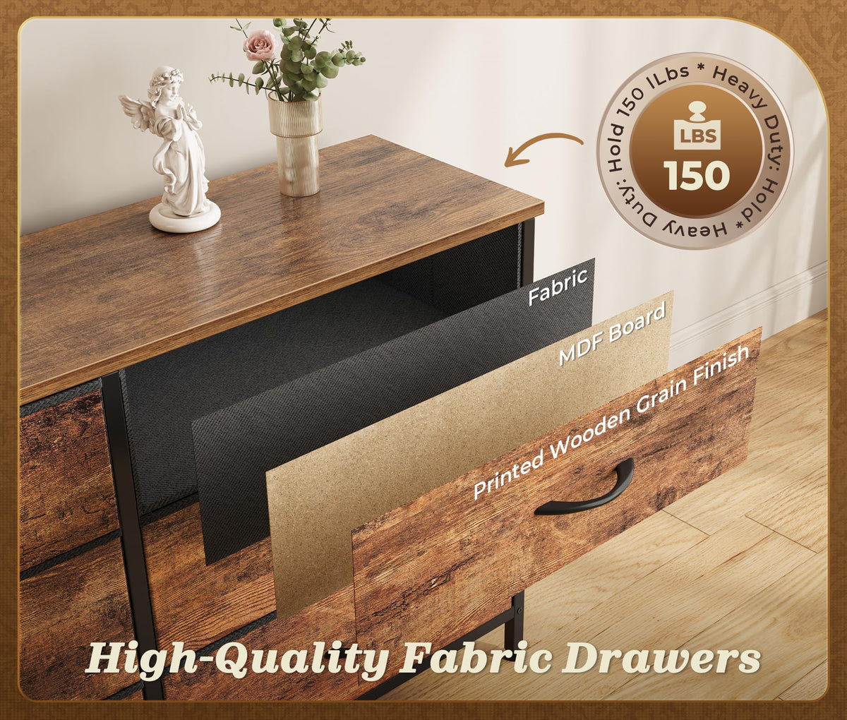 78.7 inch 15 Drawer Fabric Dresser L61126