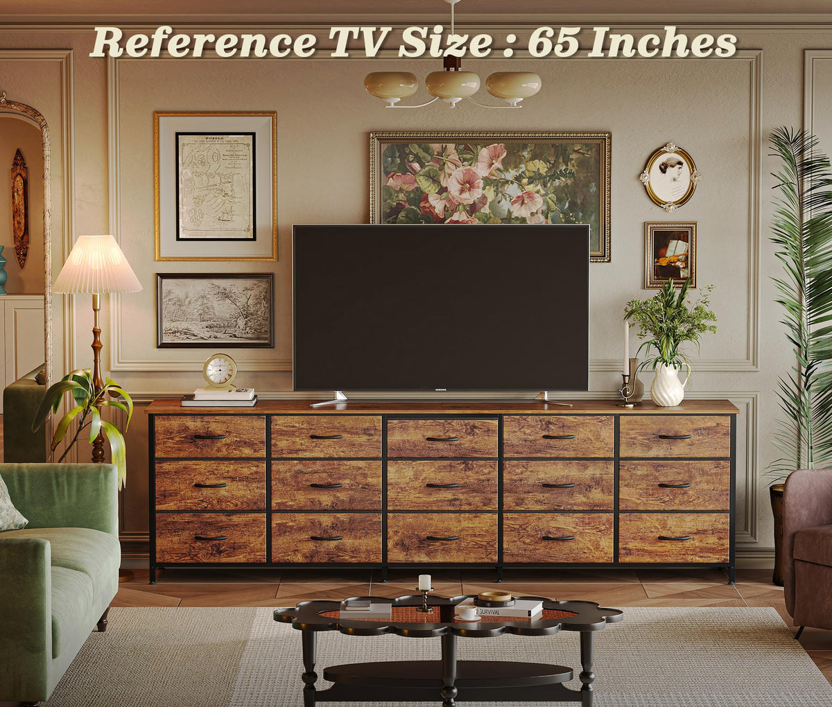 78.7 inch 15 Drawer Fabric Dresser L61126