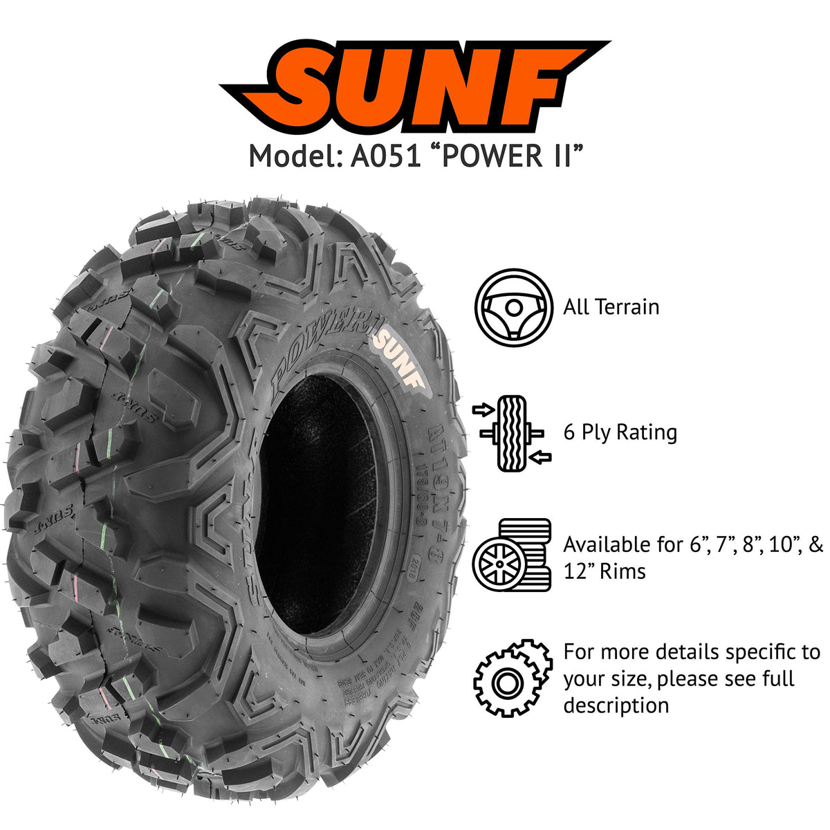 19x7-8 18x9.5-8 Tubeless 6 Ply X978