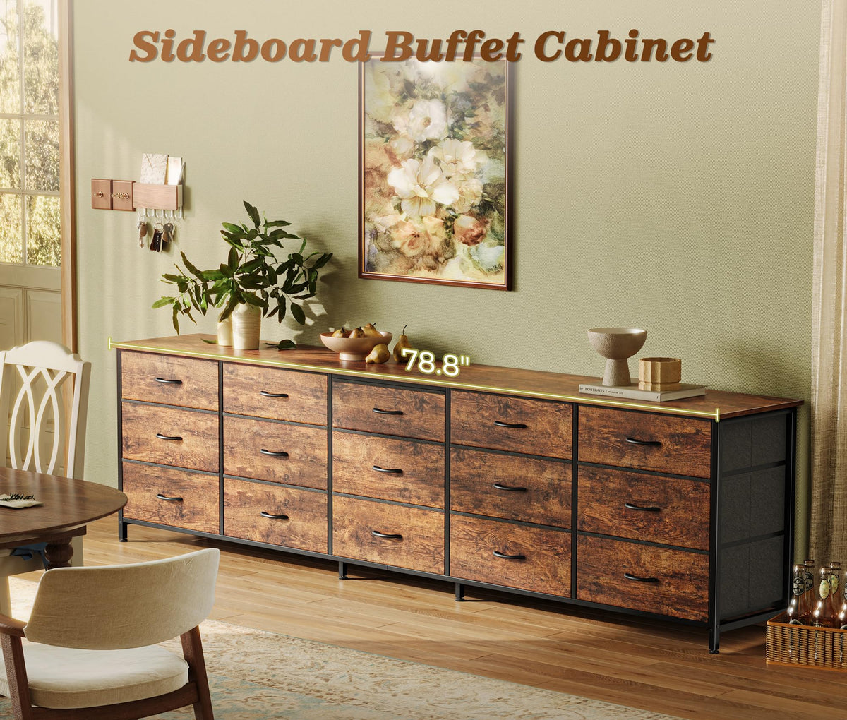 78.7 inch 15 Drawer Fabric Dresser L61126